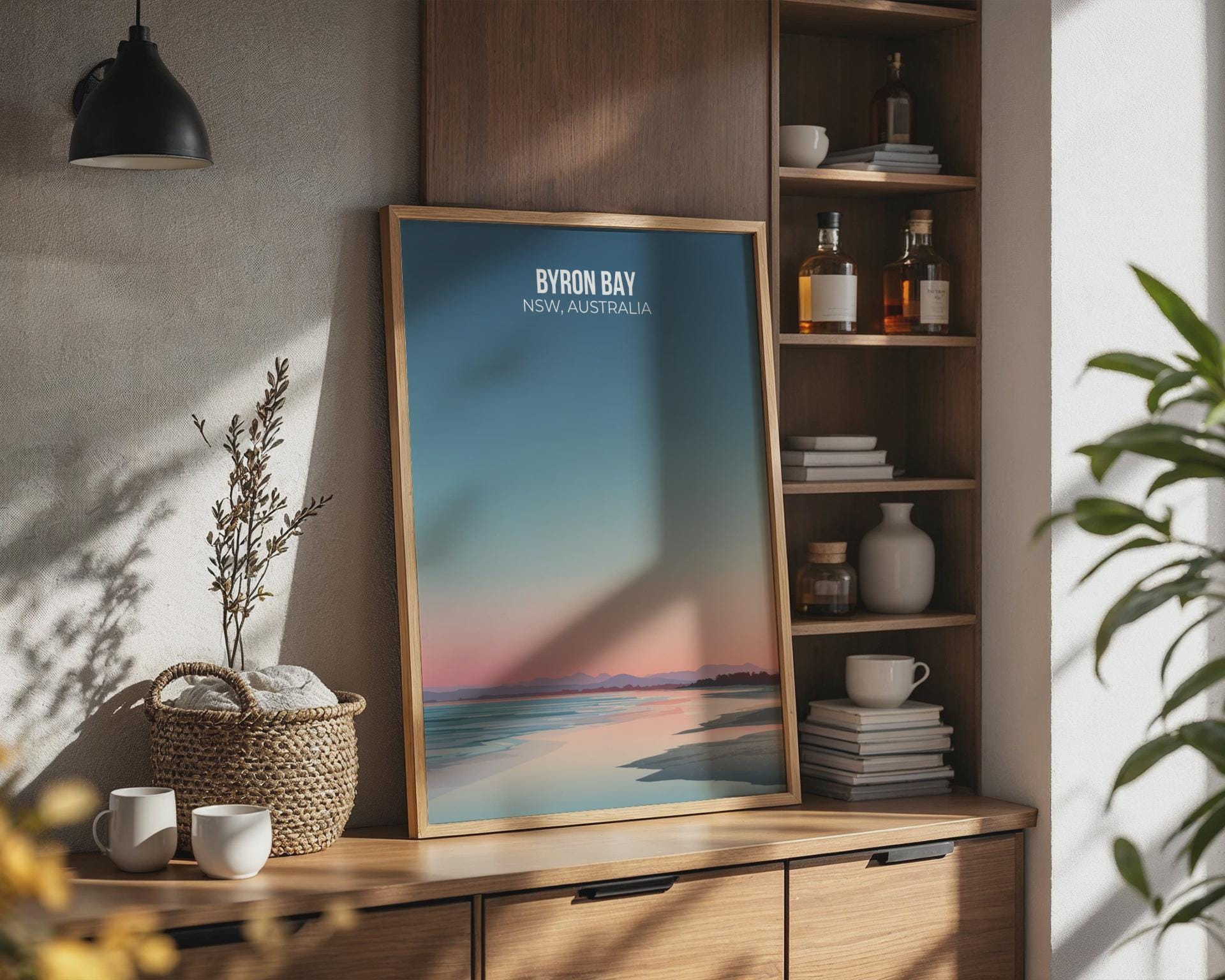 Byron Bay NSW Australia Poster Abstract Coastal Wall Art Print - Travel Wall Art