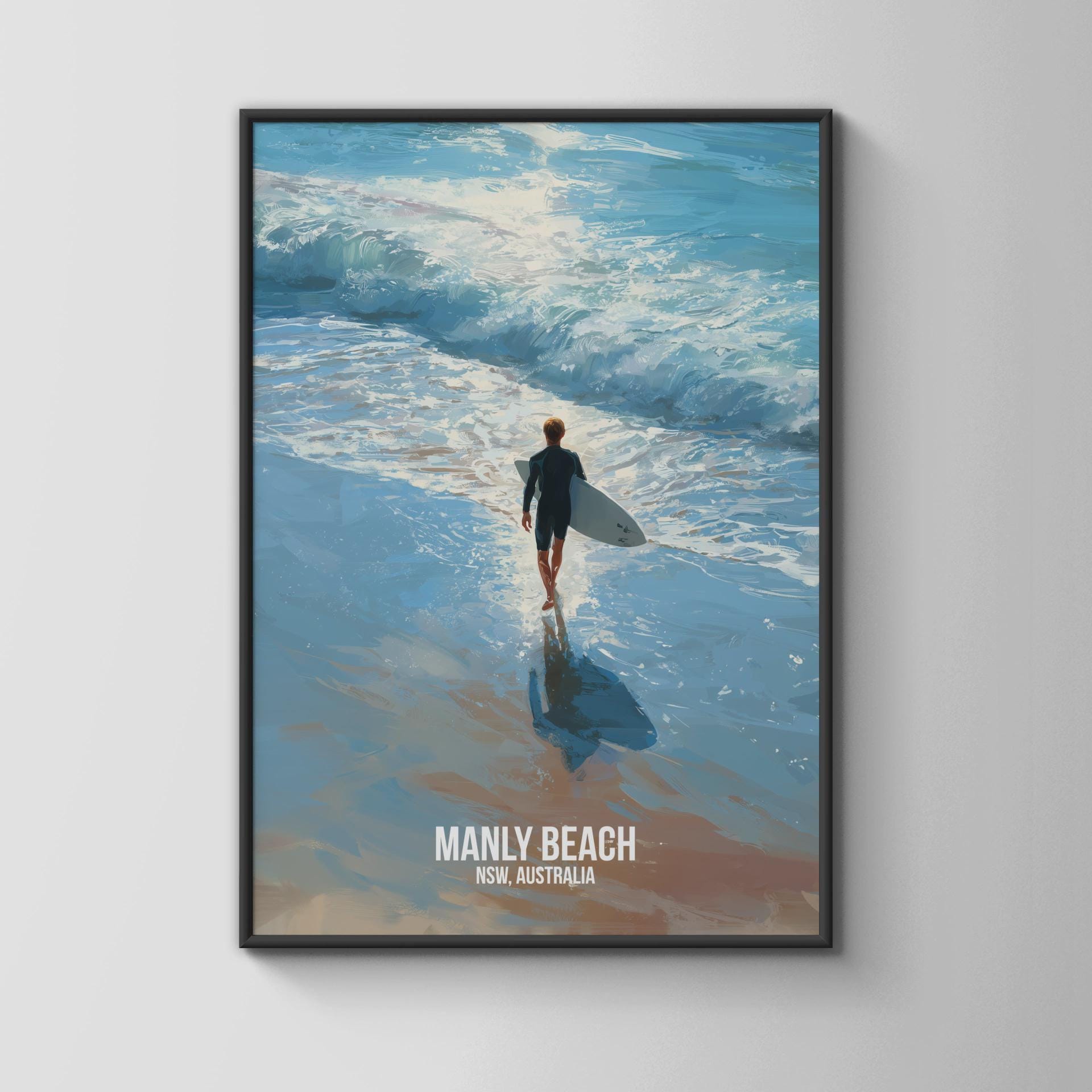 Manly Beach Surf Print Poster Wall Art NSW Australia - Travel Wall Art