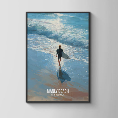 Manly Beach Surf Print Poster Wall Art NSW Australia - Travel Wall Art