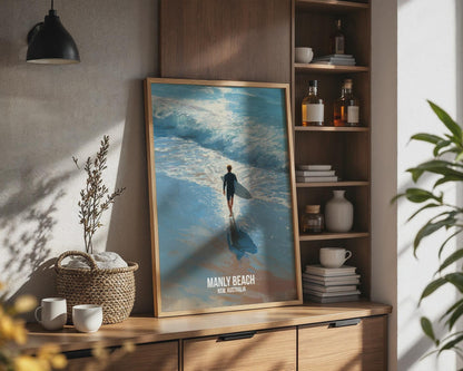 Manly Beach Surf Print Poster Wall Art NSW Australia - Travel Wall Art
