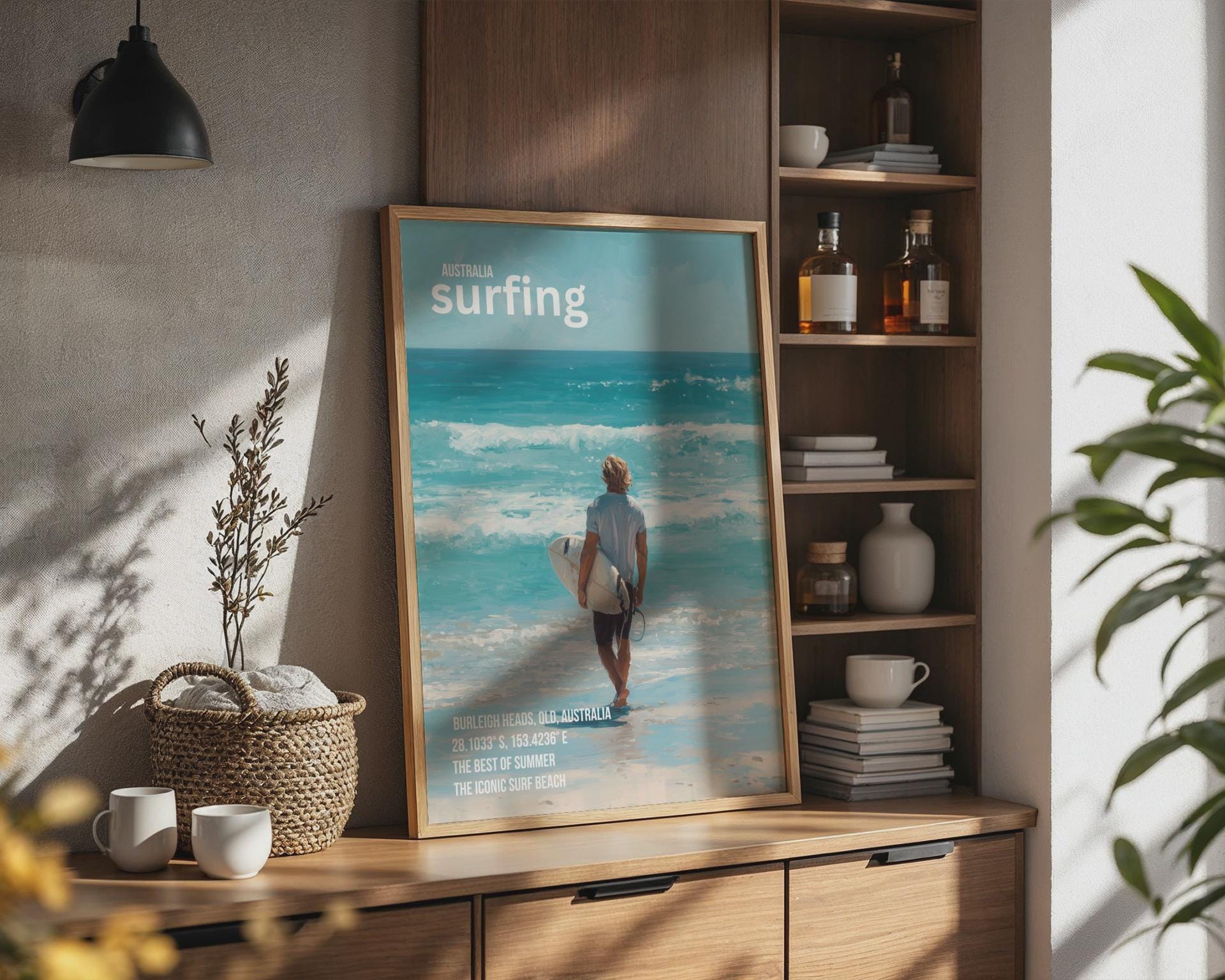 Australia Surfing Print Burleigh Heads Queensland Wall Art - Travel Wall Art