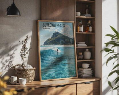 Burleigh Heads Surfing Poster QLD Australia Wall Art - Travel Wall Art