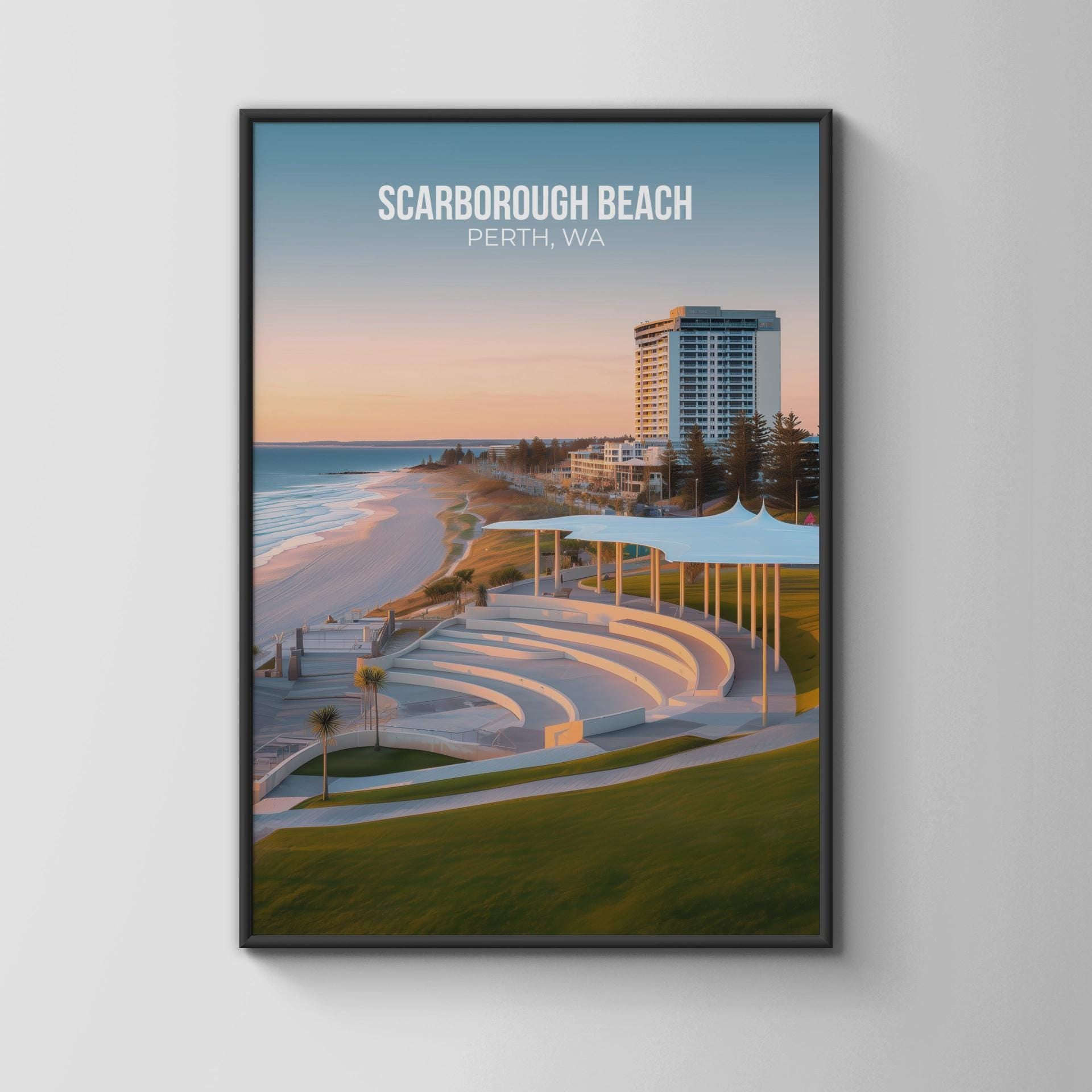 Scarborough Beach Poster Perth WA Coastal Wall Art - Travel Wall Art