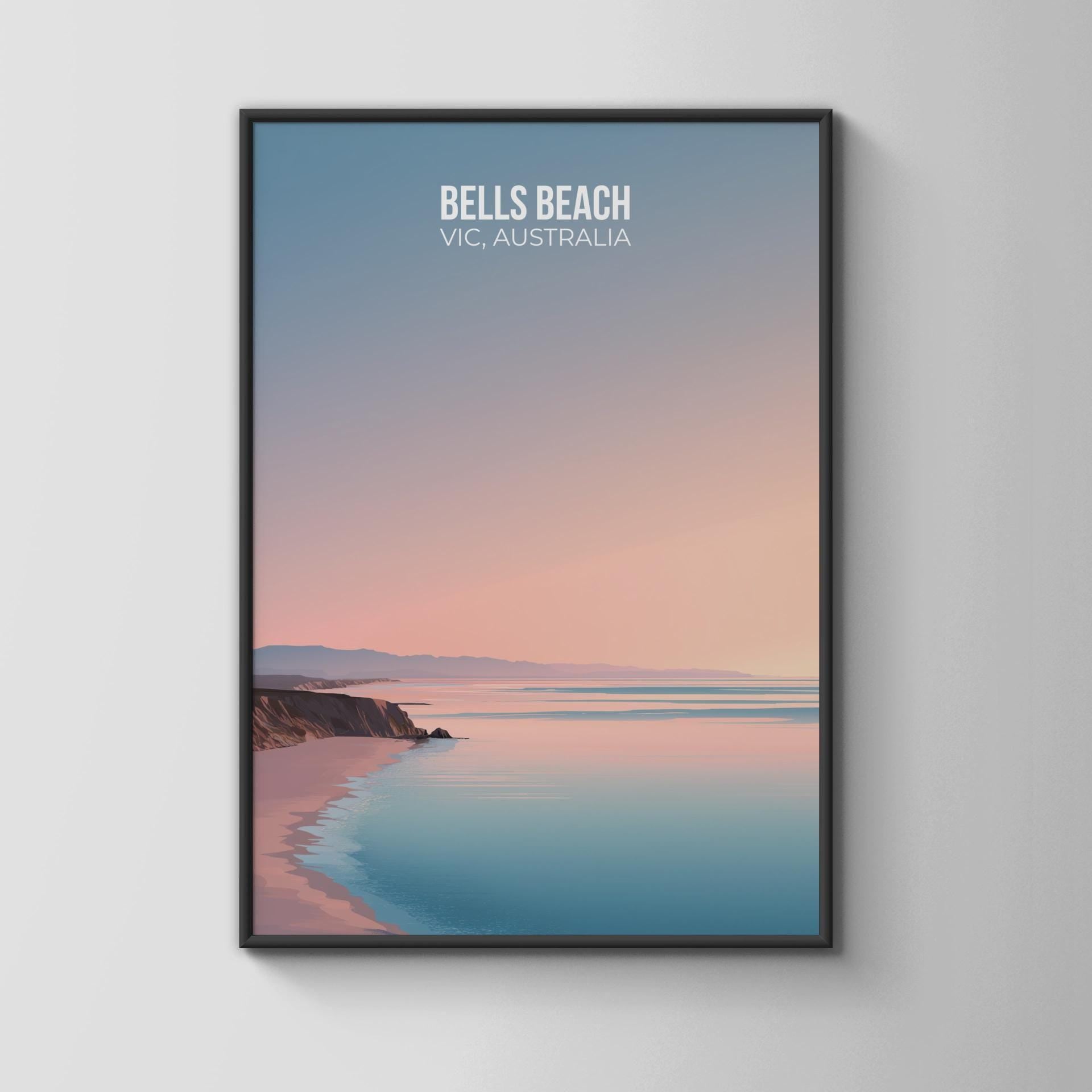 Bells Beach VIC Australia Coastal Poster Print Artwork - Travel Wall Art