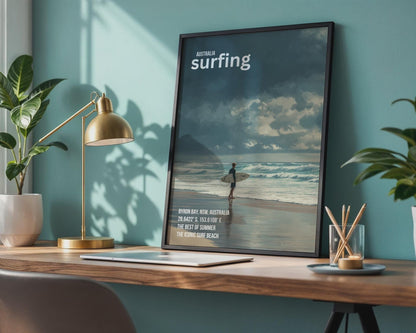 Byron Bay Surfing Poster Summer Art Print - Travel Wall Art