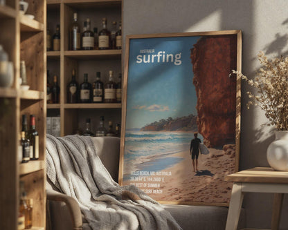 Bells Beach Surfing Poster Australia Coastal Wall Art - Travel Wall Art