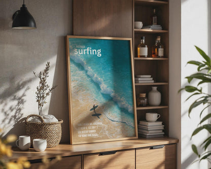 Australia Surfing Wall Art Print Coastal Beach Scene - Travel Wall Art
