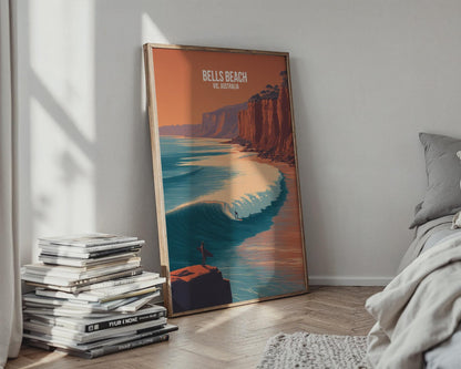 Bells Beach Surfing Poster VIC Australia Art Print - Travel Wall Art
