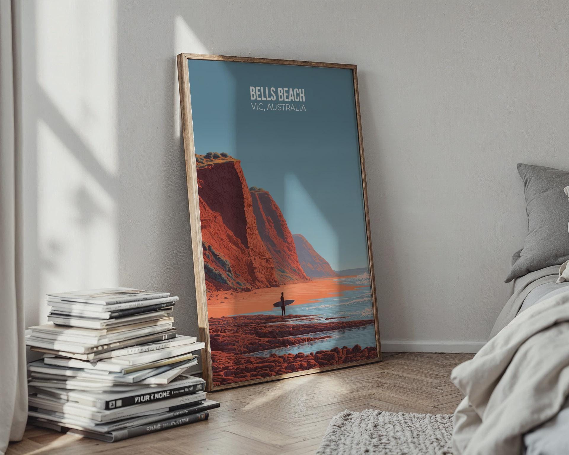 Bells Beach Vic Australia Coastal Poster Art Print - Travel Wall Art