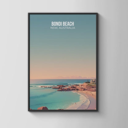 Bondi Beach Poster Art Print Landscape Australia Wall Art - Travel Wall Art