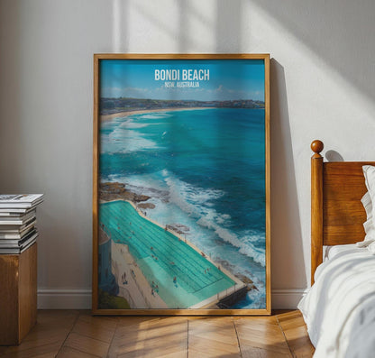 Bondi Beach Poster NSW Australia Art Print - Travel Wall Art