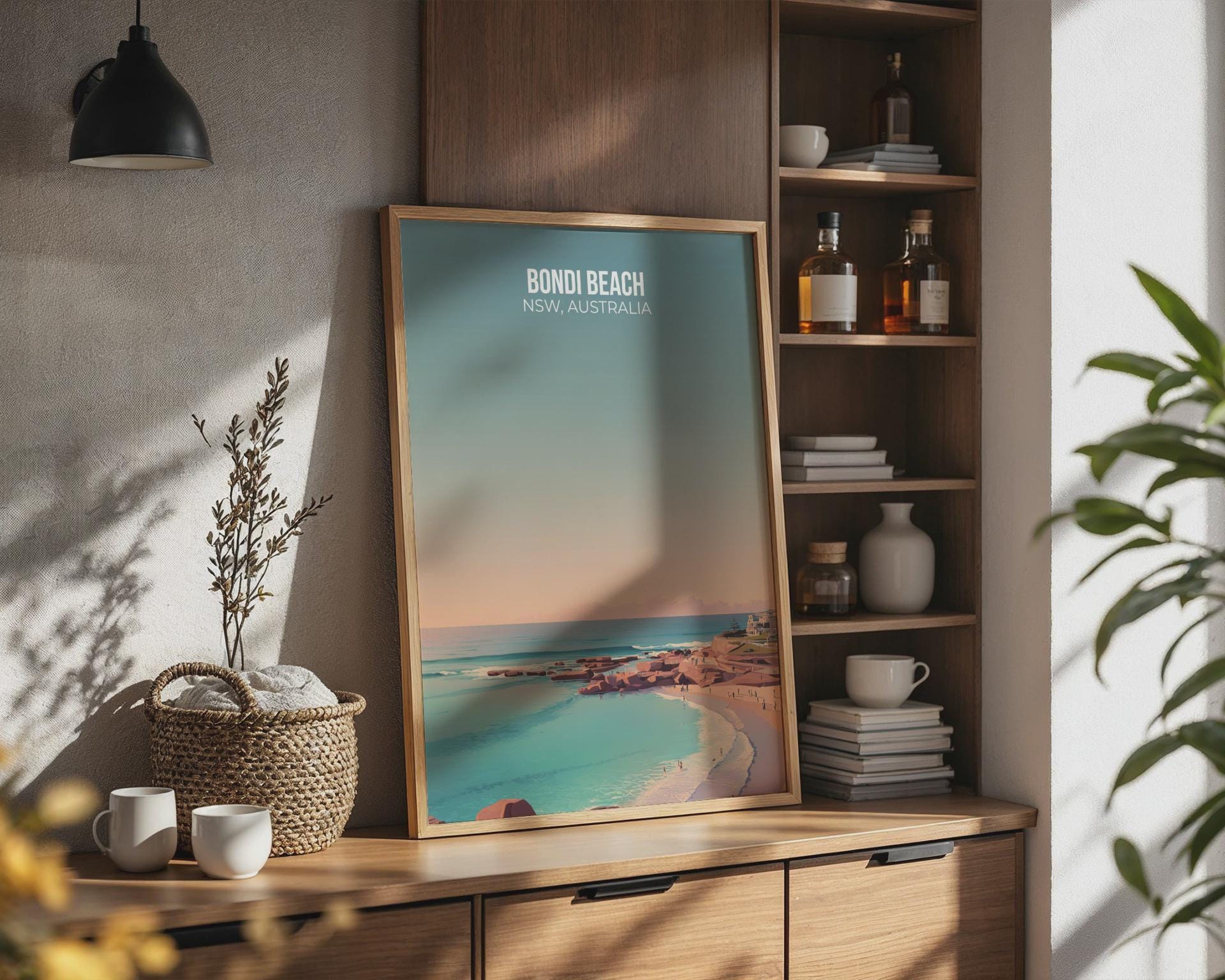 Bondi Beach Poster Art Print Landscape Australia Wall Art - Travel Wall Art