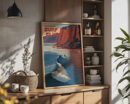 Bells Beach Surf Club Poster Wall Art Surfing Landscape Ocean Print - Travel Wall Art