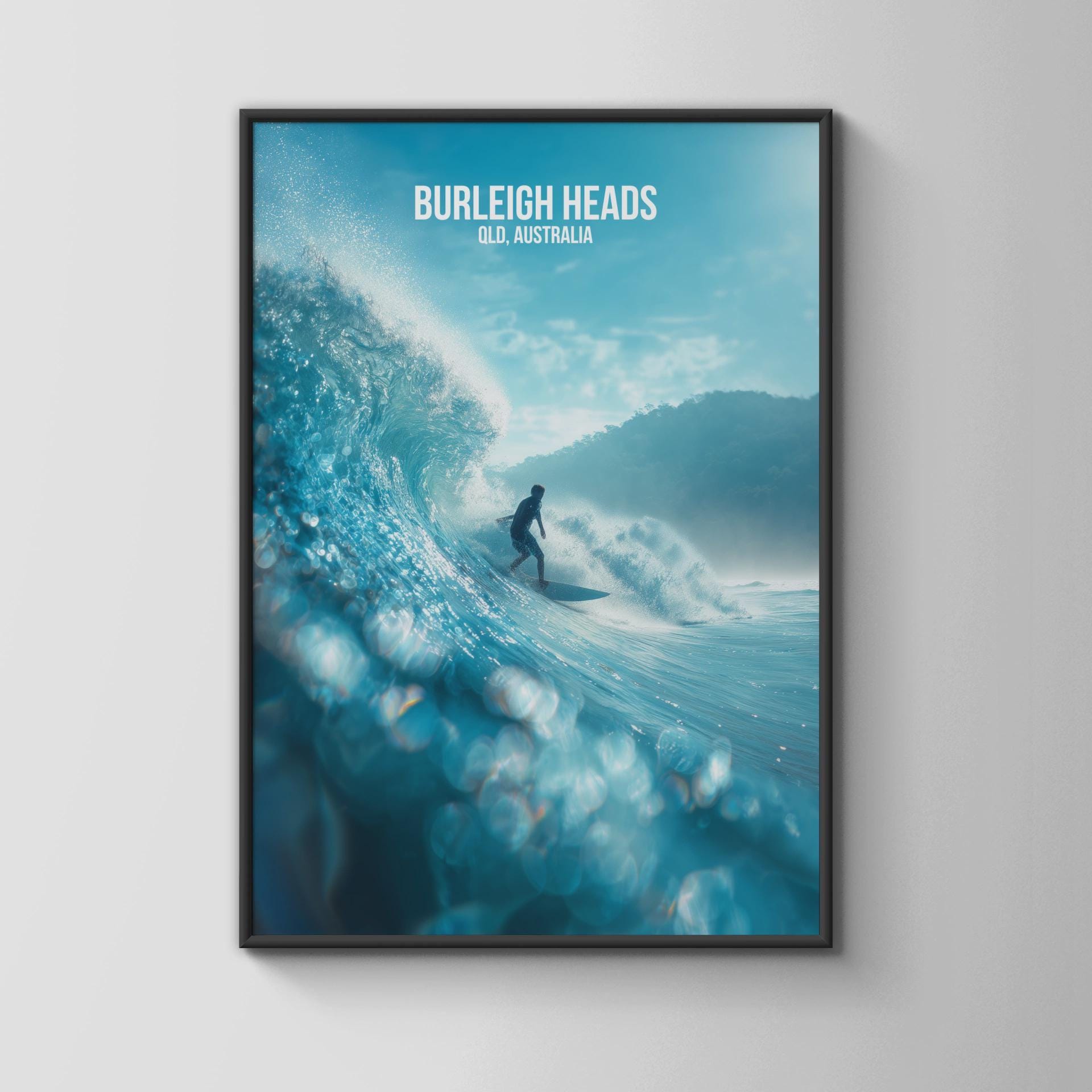Burleigh Heads Surfing Print QLD Australia Wall Art - Travel Wall Art