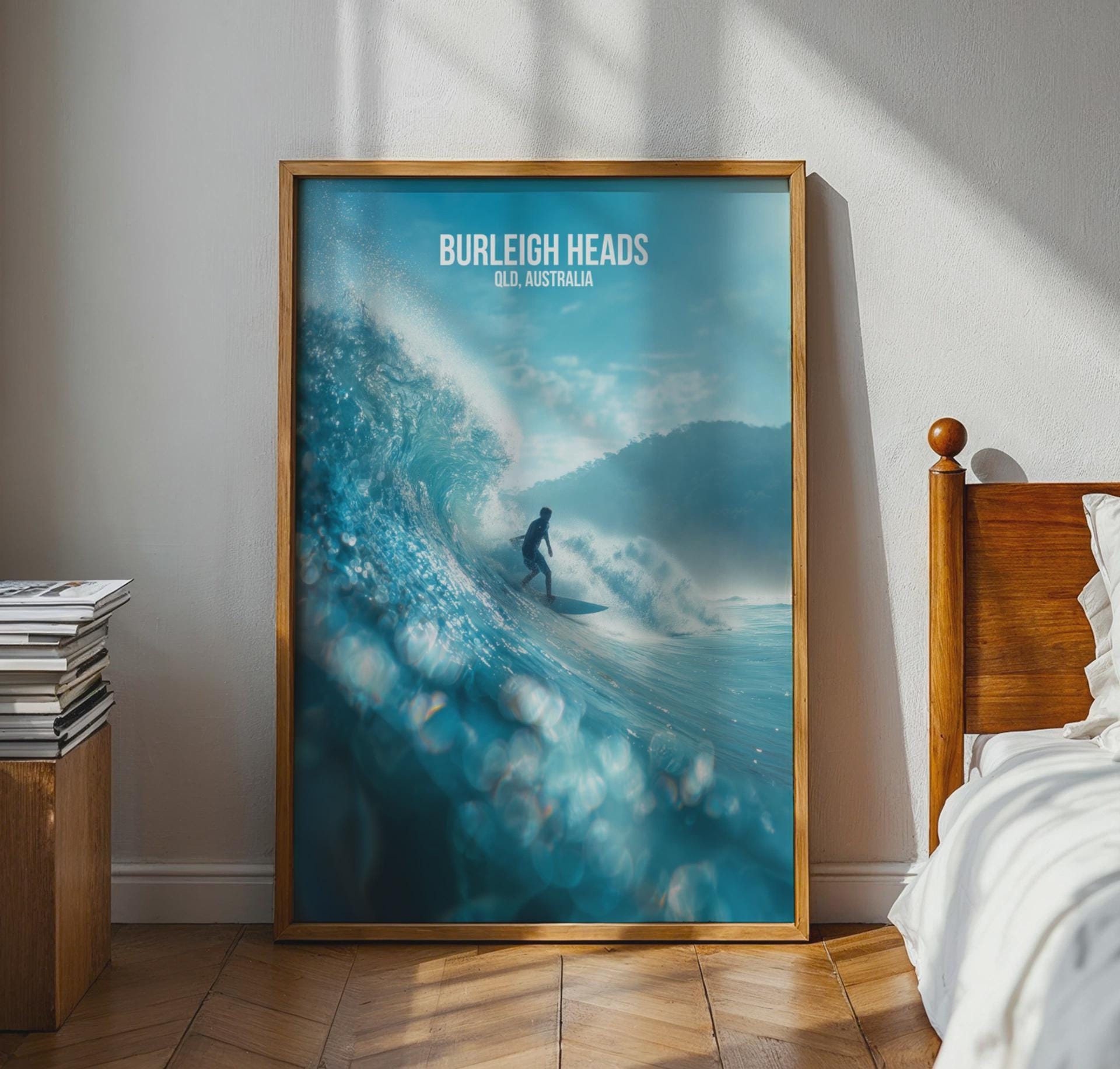 Burleigh Heads Surfing Print QLD Australia Wall Art - Travel Wall Art