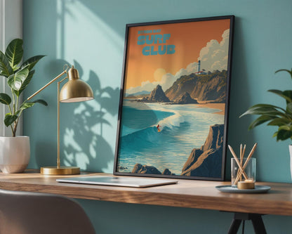 Byron Bay Surf Club Print Coastal Landscape Poster - Travel Wall Art