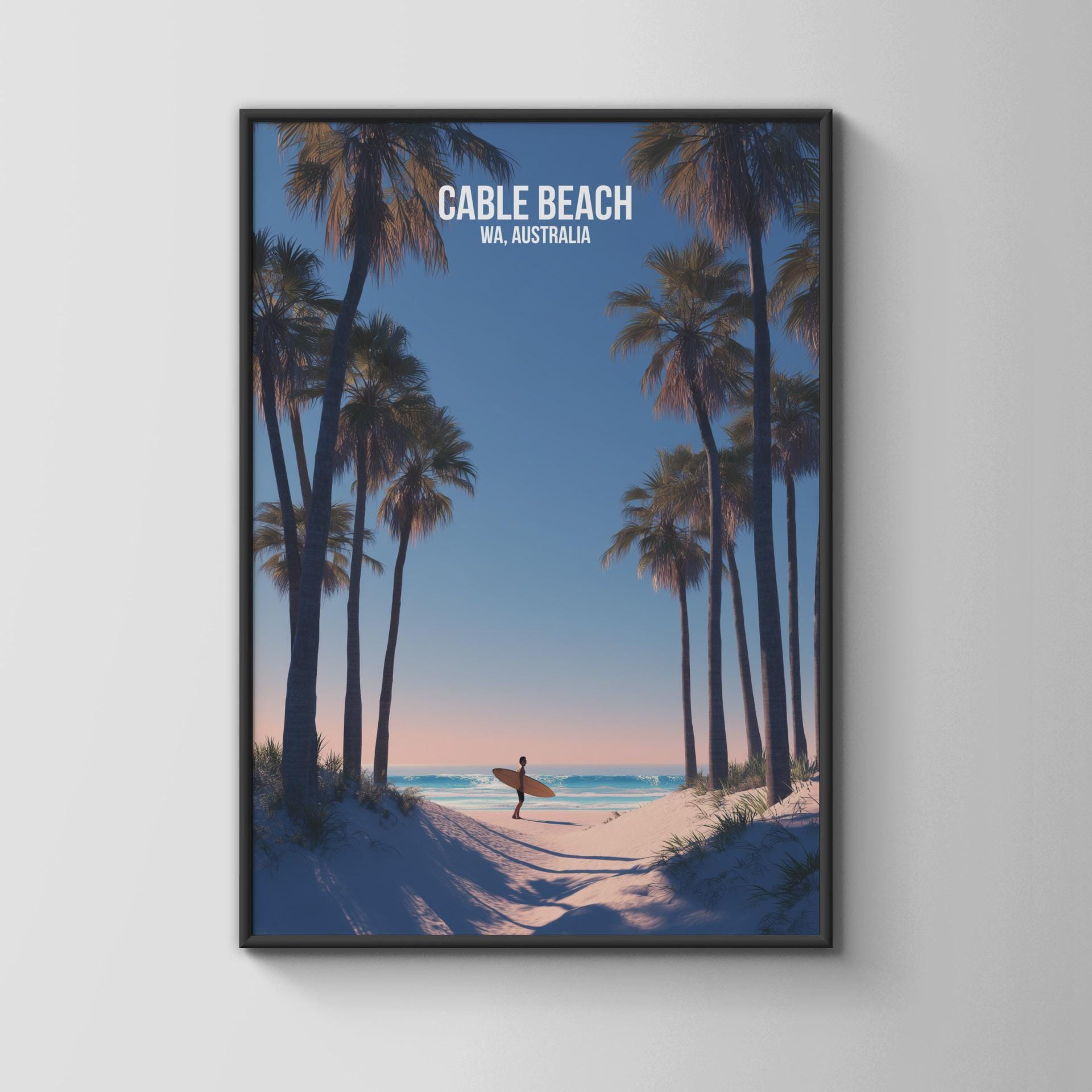 Cable Beach Wall Art Print Surfer Beach Scene Australia - Travel Wall Art