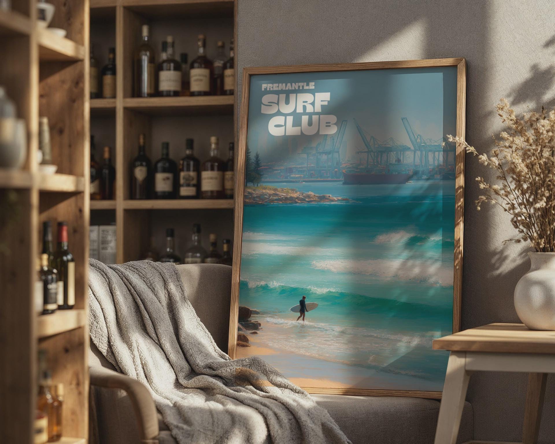 Fremantle Surf Club Poster Coastal Art - Travel Wall Art