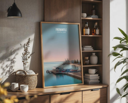 Fremantle Poster Perth WA Cityscape Wall Art - Travel Wall Art