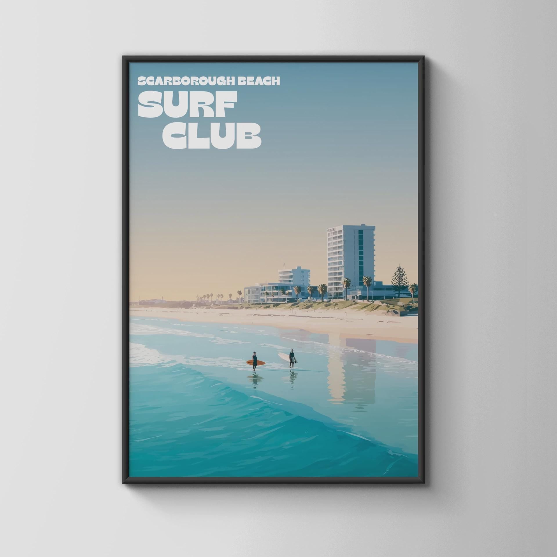 Scarborough Beach Surf Club Poster Print Wall Art - Travel Wall Art