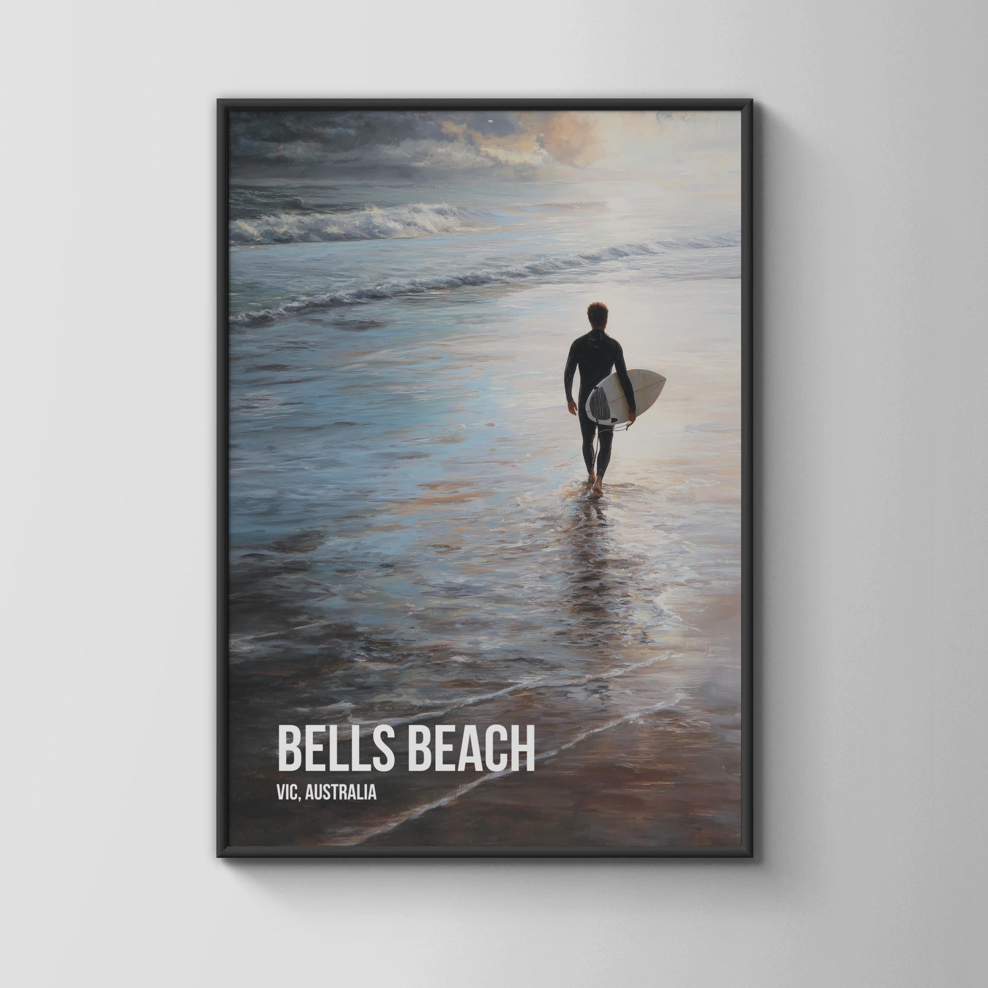 Bells Beach VIC Australia Surfing Poster Wall Art - Travel Wall Art