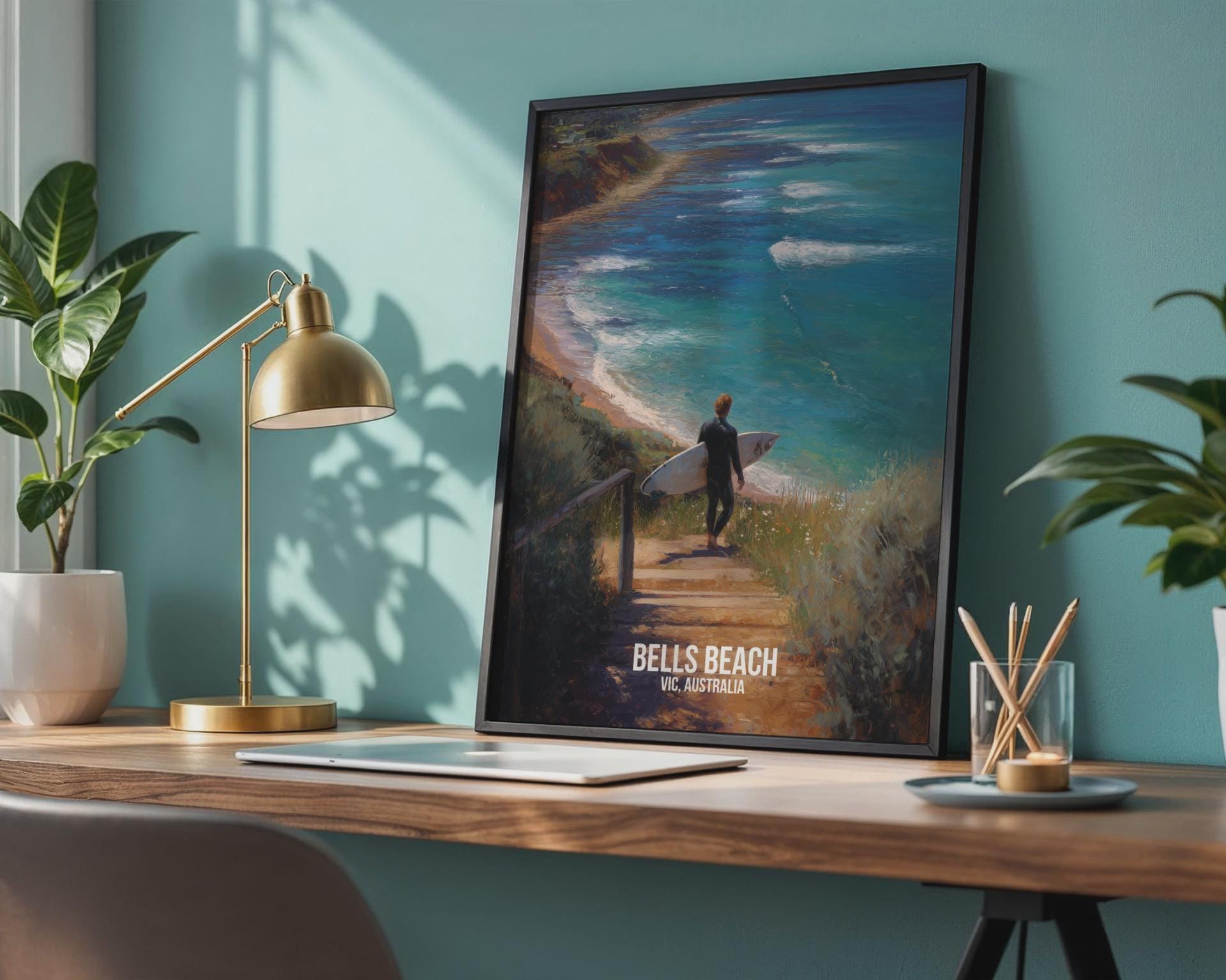 Bells Beach Surfer Poster Wall Art VIC Australia - Travel Wall Art