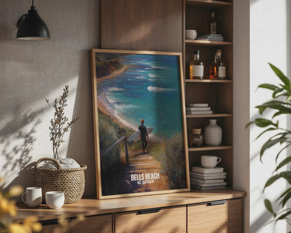 Bells Beach Surfer Poster Wall Art VIC Australia - Travel Wall Art