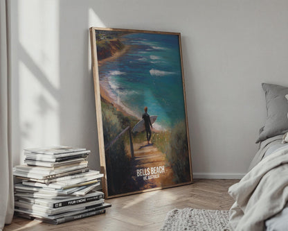 Bells Beach Surfer Poster Wall Art VIC Australia - Travel Wall Art