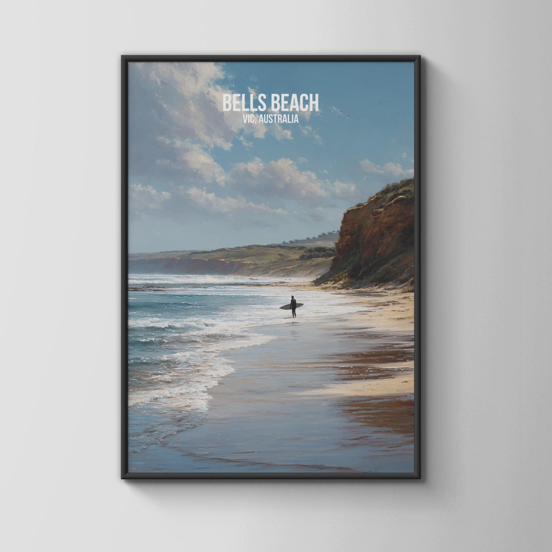 Bells Beach VIC Australia Surfing Poster - Travel Wall Art