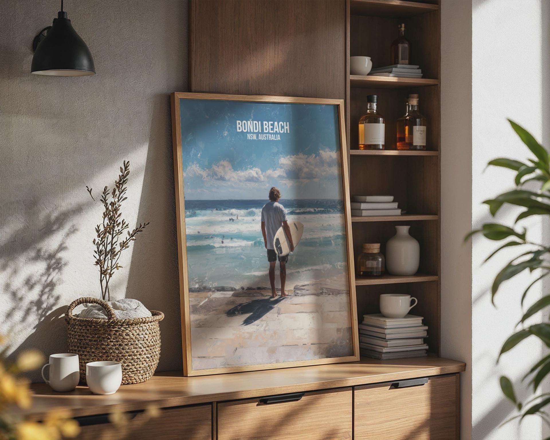 Bondi Beach Surfing Poster Wall Art Australia - Travel Wall Art