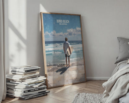 Bondi Beach Surfing Poster Wall Art Australia - Travel Wall Art