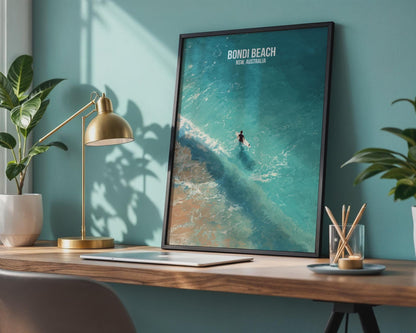 Bondi Beach Surfing Poster Art Print - Travel Wall Art