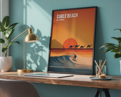 Cable Beach Surf Print WA Australia Poster Wall Art - Travel Wall Art