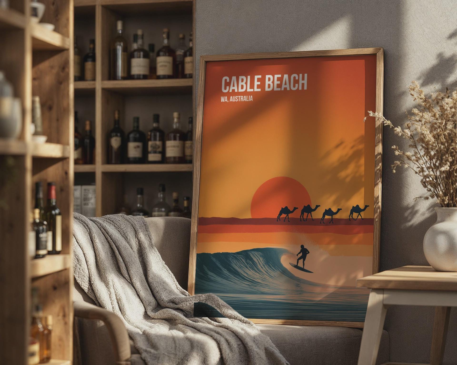 Cable Beach Surf Print WA Australia Poster Wall Art - Travel Wall Art