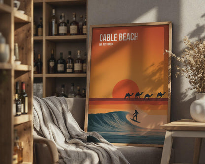 Cable Beach Surf Print WA Australia Poster Wall Art - Travel Wall Art