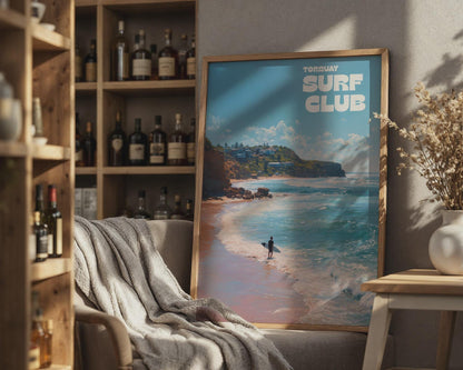 Torquay Surf Club Poster Coastal Wall Art - Travel Wall Art