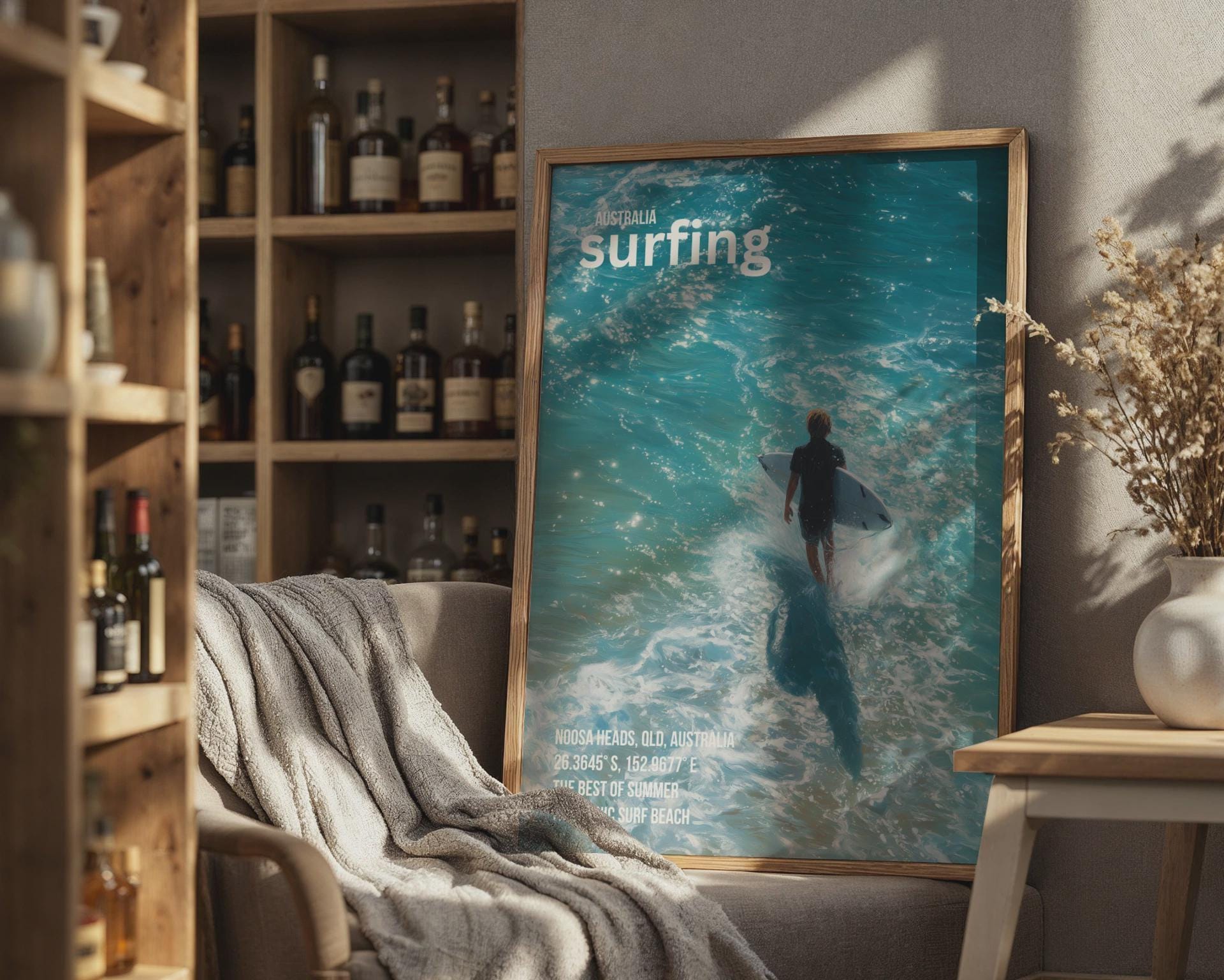 Australia Surfing Poster Noosa Heads Beach Wall Art - Travel Wall Art