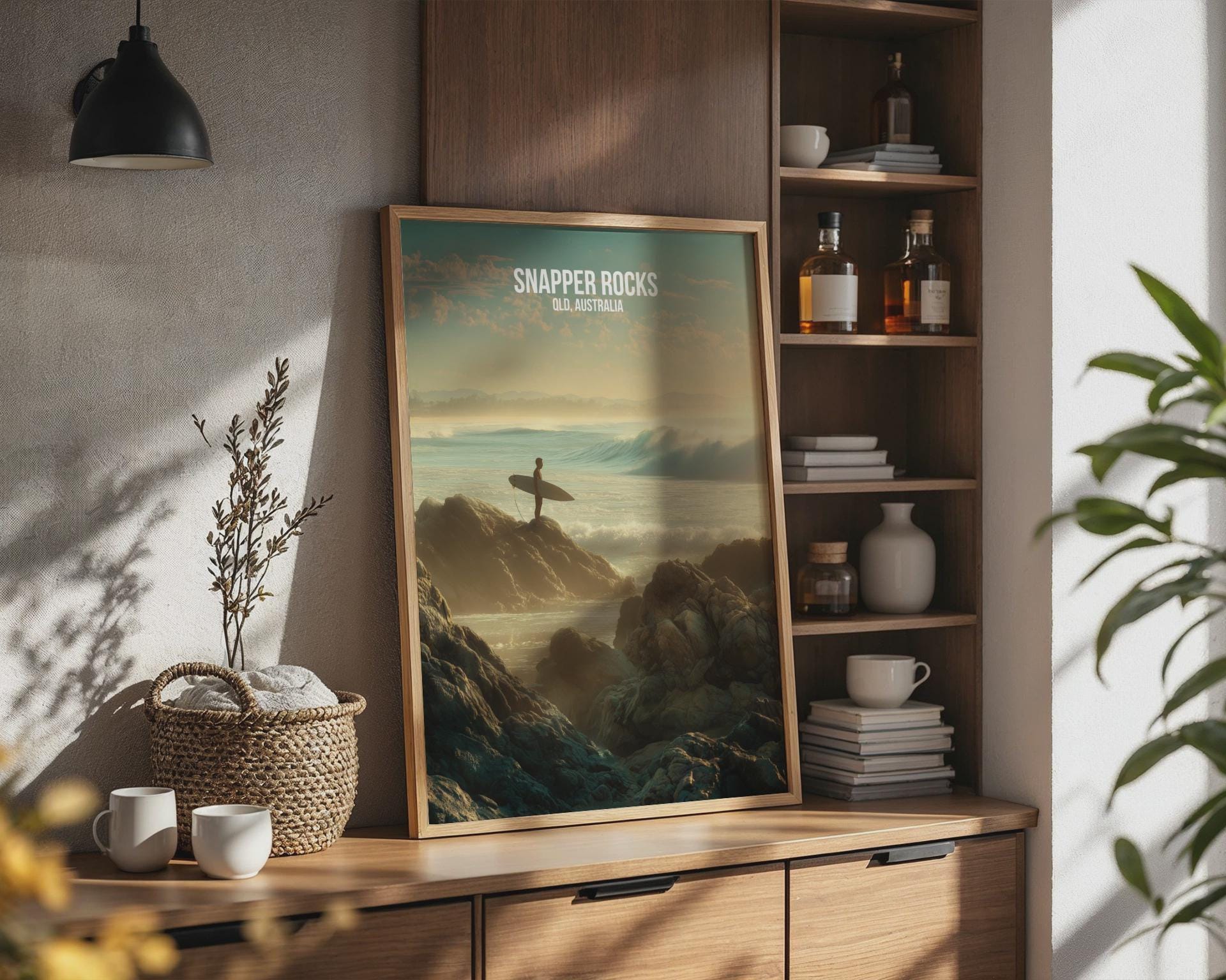 Snapper Rocks Surfing Poster QLD Australia Art Print - Travel Wall Art