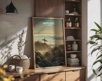 Snapper Rocks Surfing Poster QLD Australia Art Print - Travel Wall Art