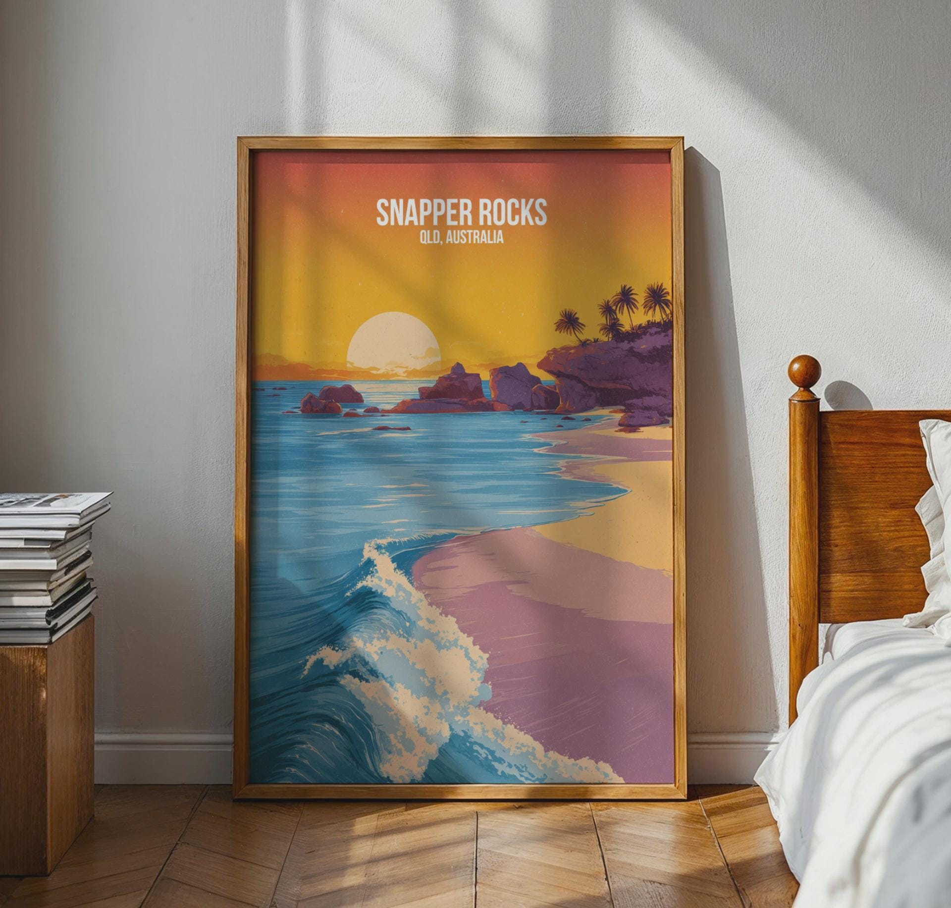 Snapper Rocks QLD Australia Print Coastal Artwork - Travel Wall Art