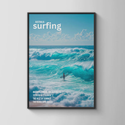 Surfing Poster Margaret River WA Australia Surf Art Wave Print - Travel Wall Art