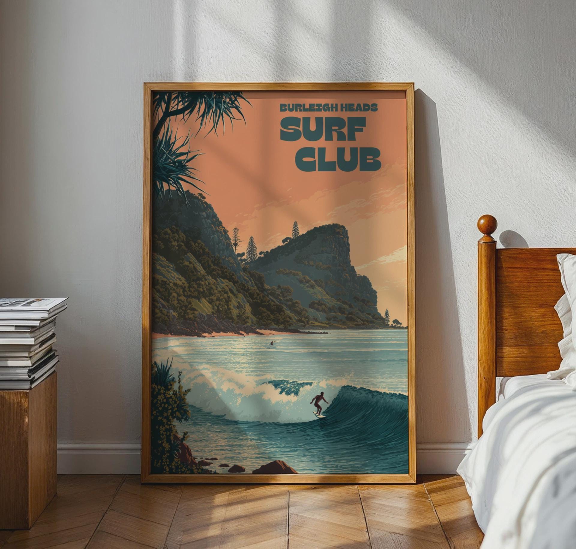 Burleigh Heads Surf Club Poster Wall Art Print - Travel Wall Art