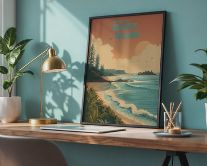 Byron Bay Surf Club Wall Art Beach Print Coastal Landscape Poster - Travel Wall Art