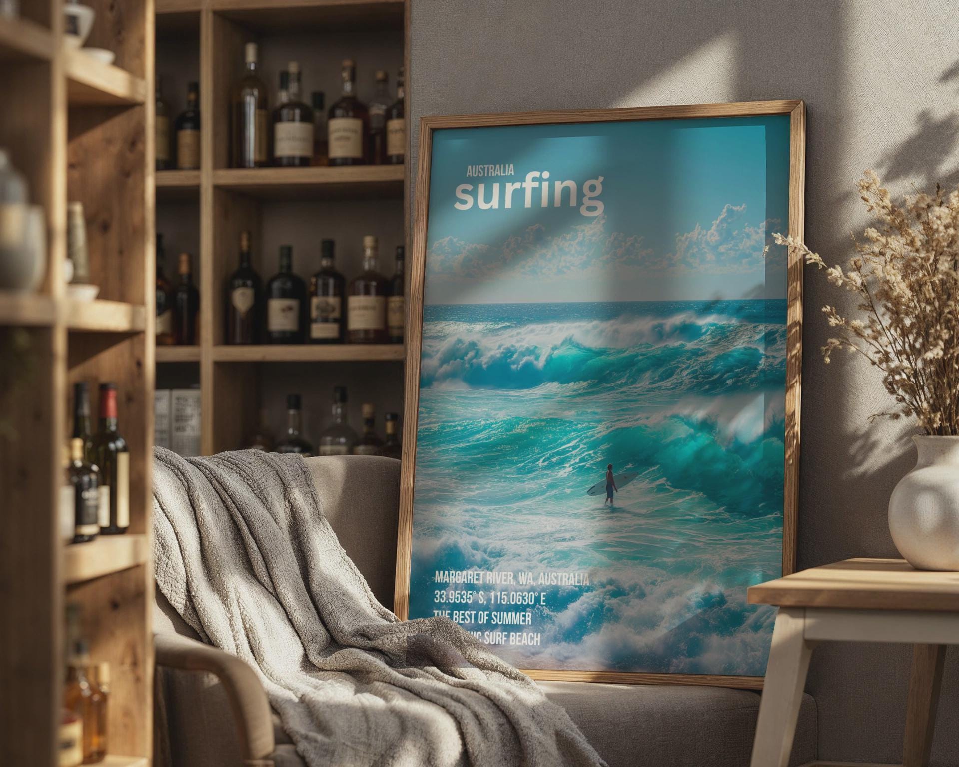 Surfing Poster Margaret River WA Australia Surf Art Wave Print - Travel Wall Art