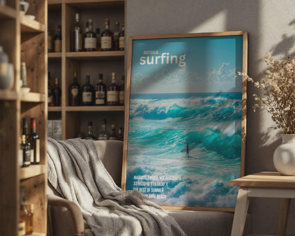 Surfing Poster Margaret River WA Australia Surf Art Wave Print - Travel Wall Art