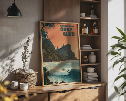 Burleigh Heads Surf Club Poster Wall Art Print - Travel Wall Art