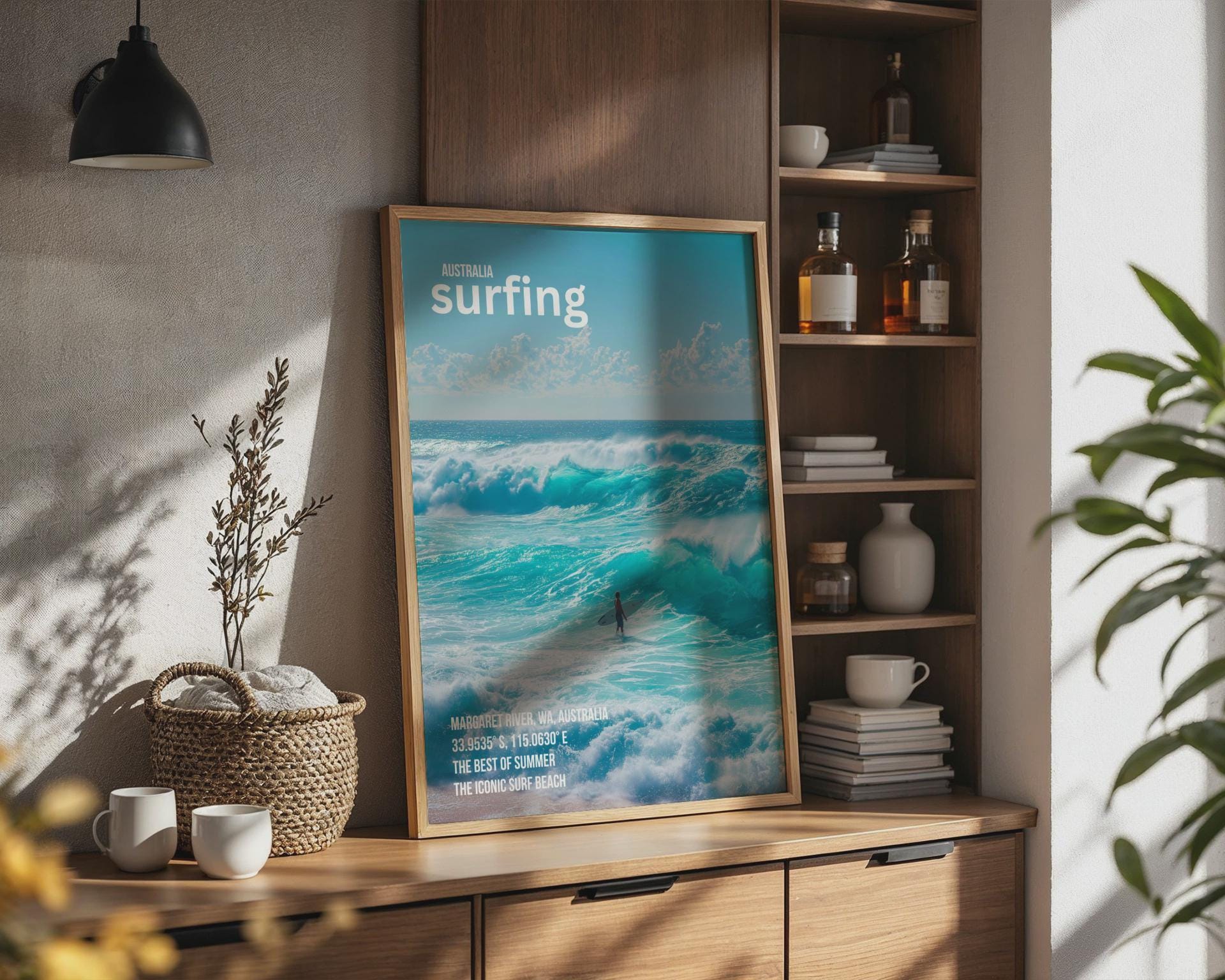 Surfing Poster Margaret River WA Australia Surf Art Wave Print - Travel Wall Art