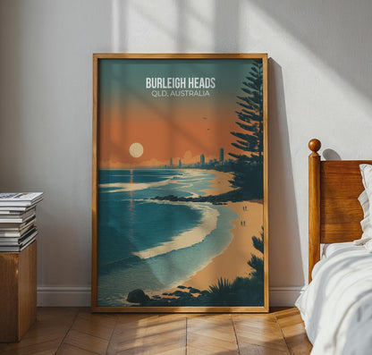 Burleigh Heads QLD Australia Print Coastal Art Poster Wall Art - Travel Wall Art