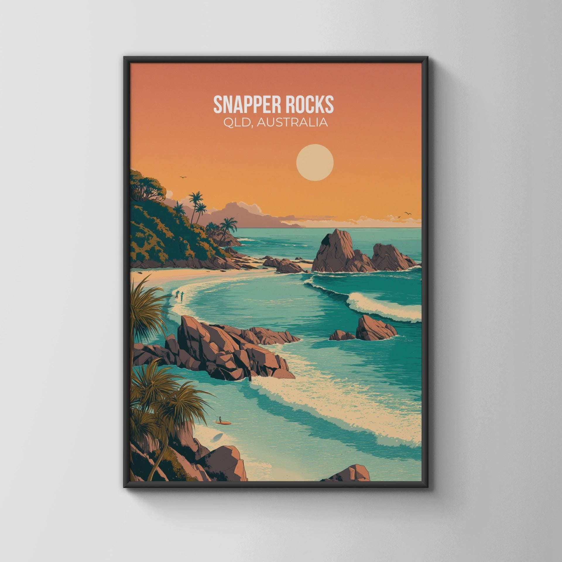 Snapper Rocks QLD Australia Print Surf Art Coastal Wall Art - Travel Wall Art
