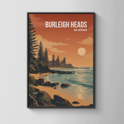 Burleigh Heads QLD Australia Beach Poster Wall Art Print - Travel Wall Art